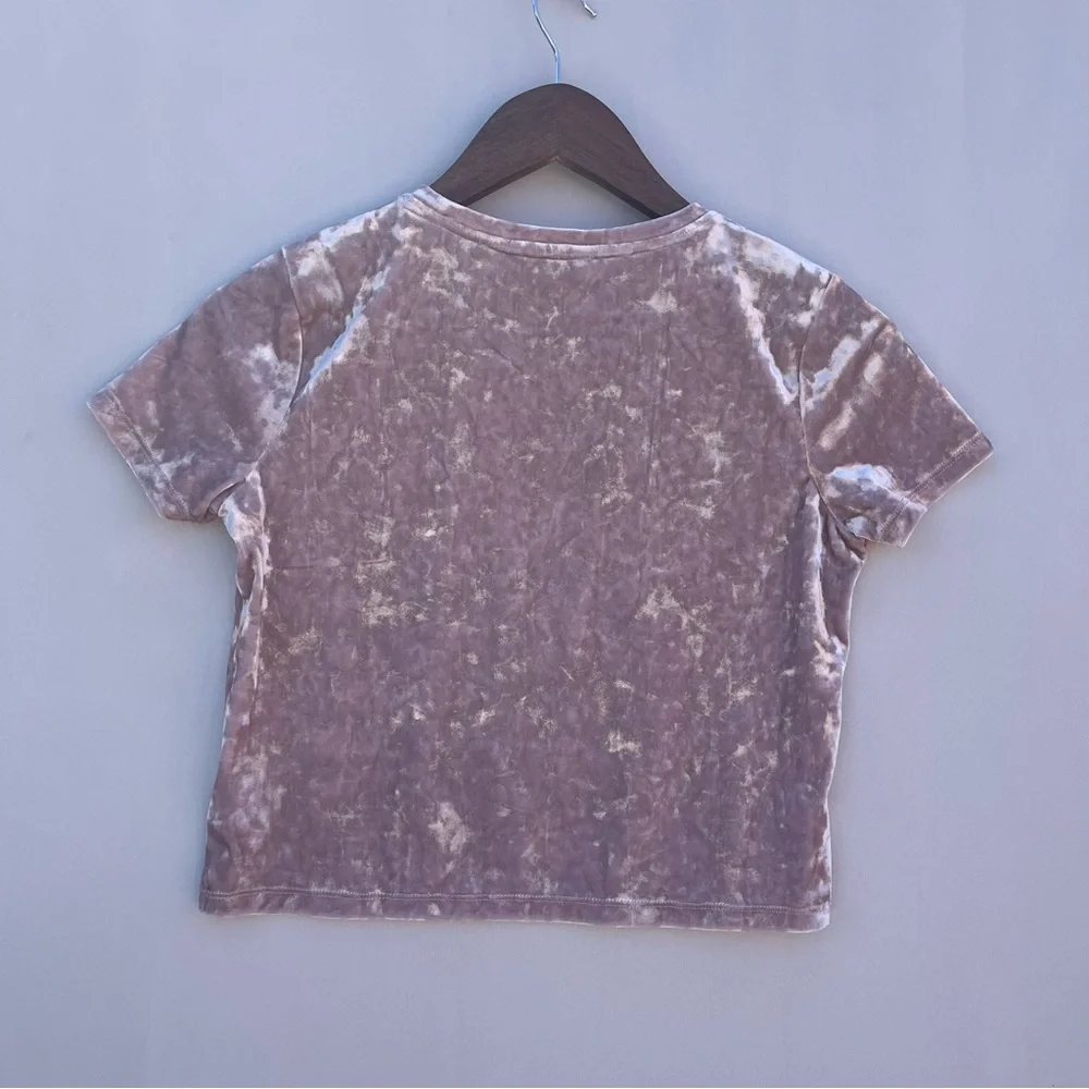 Aeropostale Crushed Velvet‎ Crop Tee - Dusty Rose / Mauve - Size XS
